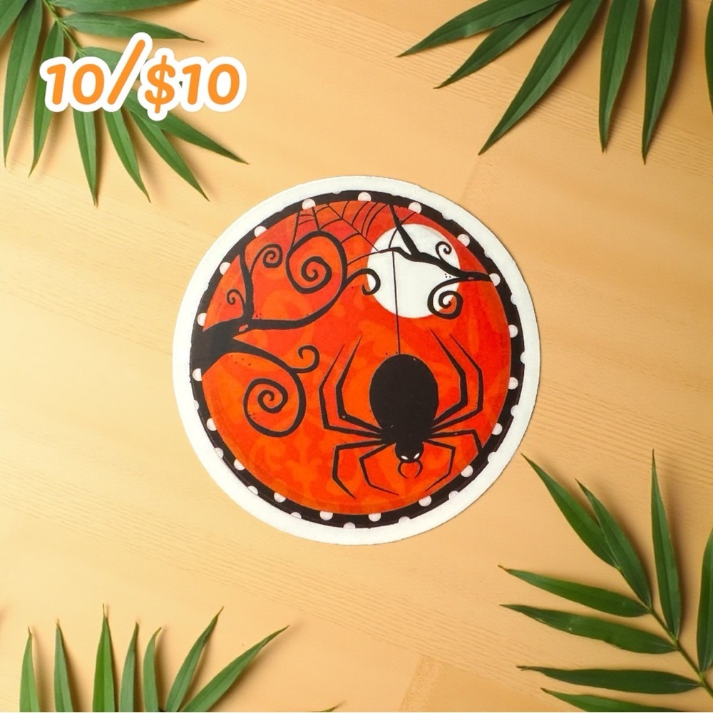 Halloween Spider Web Sticker – Vintage Retro Style – Matte Vinyl – 2 1/2”